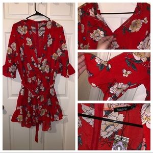 Plus Floral Printed Ruffle Hem Romper